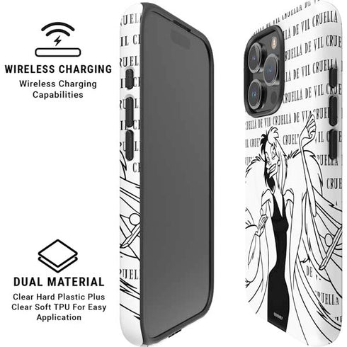 Disney Villains Cruella de Vil Black and White iPhone 16 Pro Magsafe Impact Case